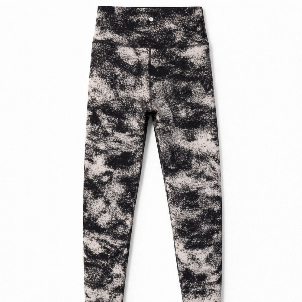 lululemon athletica Black & Cream Marble-Print High-Rise Leggings